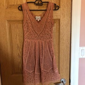 Baraschi Dusty Rose Sheer Embroidered Dress